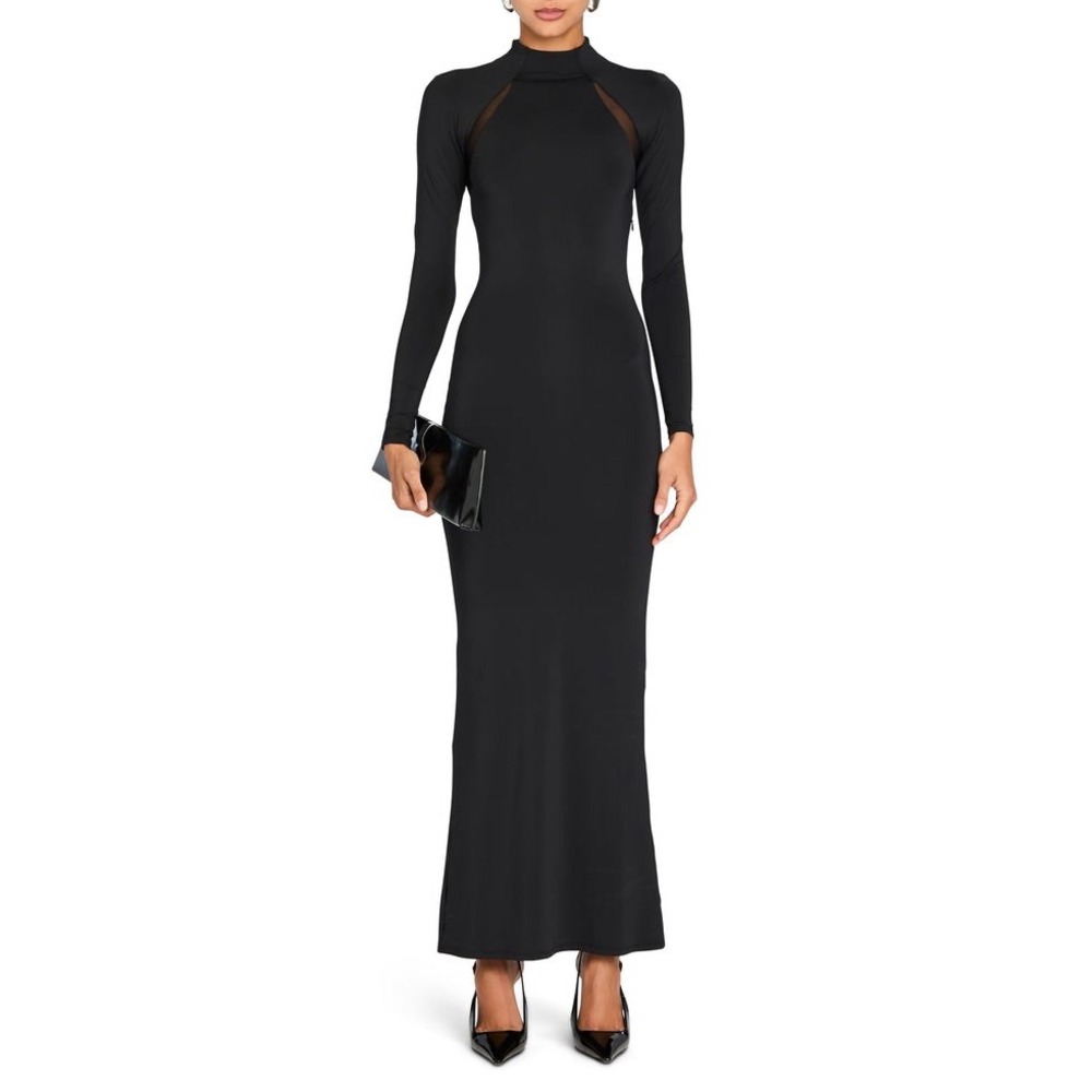 SER.O.YA Krystal Mesh Panel Maxi Dress Black XS NWT